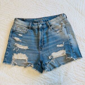 American Eagle Outfitters Light Blue Ripped Mom Shorts size 8